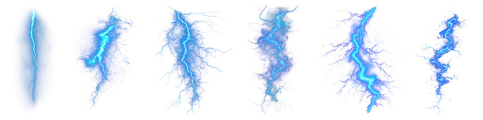 PNG Blue lightning thunder set on transparent background