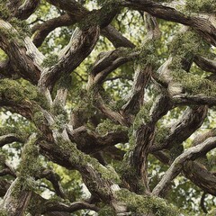 Mossy Oak Tree Branches Moss Covered Hunter Camouflage, Seamless Forest Texture