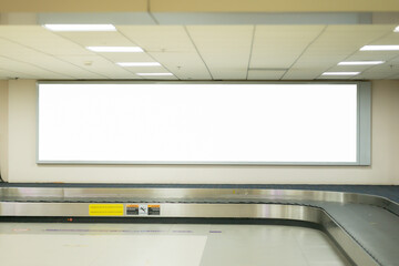 Blank advertising billboard at airport,mockup poster media template ads display