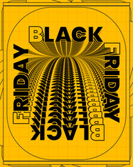 Vibrant Black Friday Graphic with Stylized Circular Text Layout
