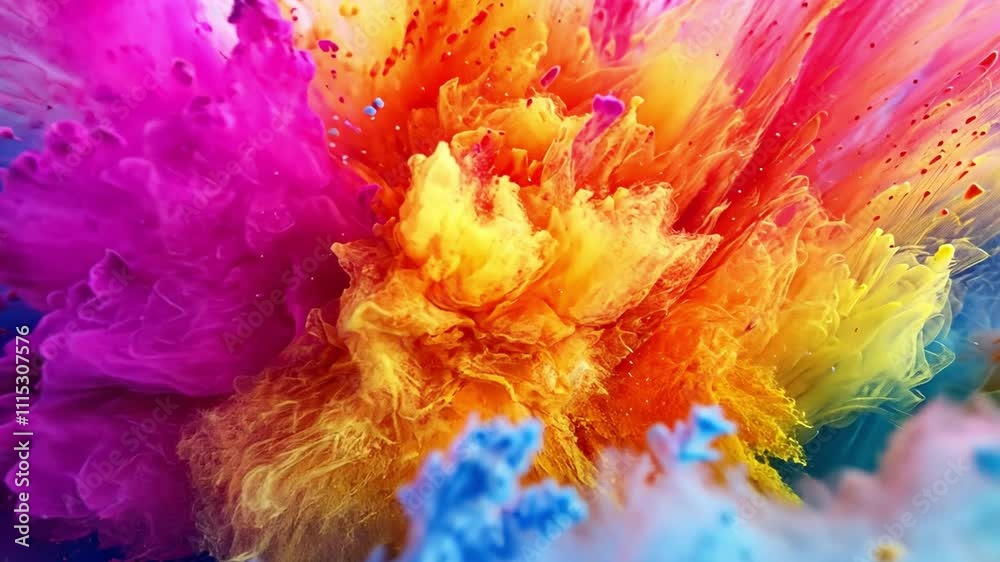 Leinwandbilder Abstract Burst of Color: A vibrant explosion of color, capturing the energy and fluidity of abstract art. The image is a captivating study in texture and form.