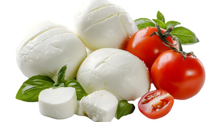 Mozzarella cheese isolated on a transparent background