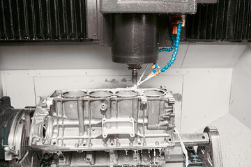 Milling process of metalworking. Industrial Metal Processing with CNC Mill. 