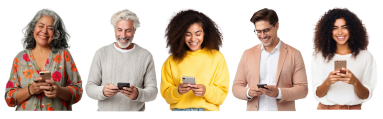 PNG Person holding a phone set on transparent background