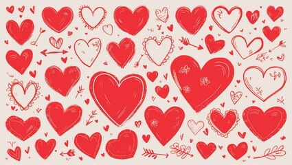 seamless pattern with red hearts