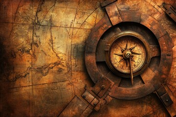 Fototapeta premium antique compass in vintage background