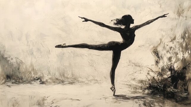 Ballerina in Developpe Pose with Leg Extended