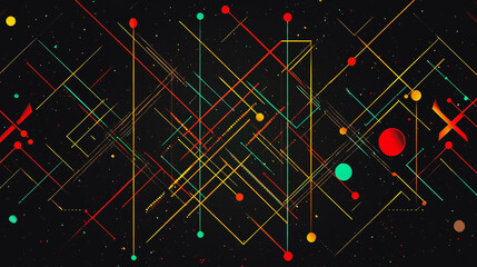 Fototapeta premium Abstract black background with Colorful geometric lines. Digital future technology . Abstract business connection of lines from nodes innovation of communication in the network.