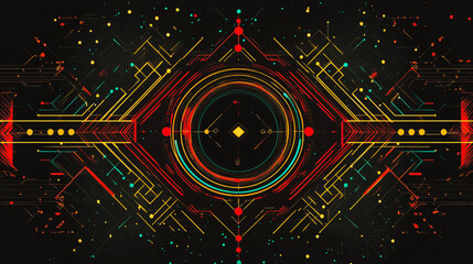 Abstract black background with Colorful geometric lines. Digital future technology . Abstract business connection of lines from nodes innovation of communication in the network.