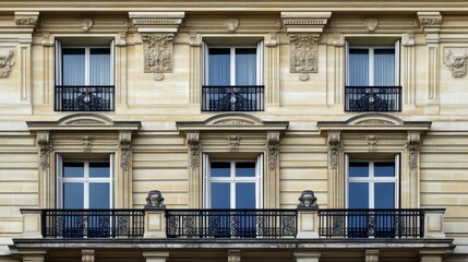 Fototapeta premium Ornate Parisian Building with Elegant Architectural Details