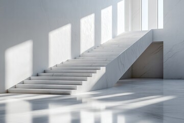 Obraz premium Modern Marble Staircase In Bright Sunlight Interior Design
