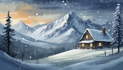 Fototapeta premium Winter atmospheric landscape. Christmas background