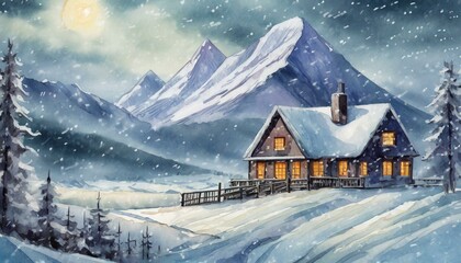 Fototapeta premium Winter atmospheric landscape. Christmas background