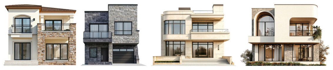 Fototapeta premium PNG House architecture building set on transparent background