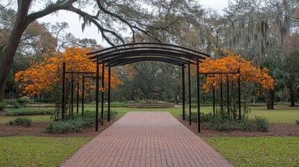 Fototapeta premium Autumn Arch in Coastal Georgia Botanical Garden