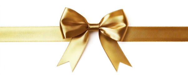 Fototapeta premium Elegant Golden Bow on Ribbon: A Festive Decoration
