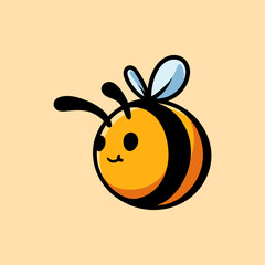 fun cartoon of bee logo character isolated colored drawing line art style sketch classic vintage design illustration