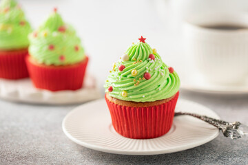 Homemade cupcakes with whipped cream for Holidays