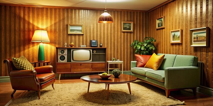 2004 themed den with retro decor and technology, 2004, den, retro, vintage, nostalgia, home, decor, technology, computer
