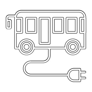 electric bus outline charging clip art preview