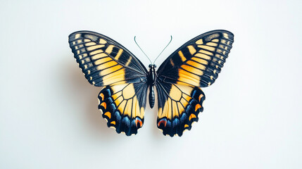 Obraz premium Colorful butterfly resting on a light background showcasing intricate wing patterns