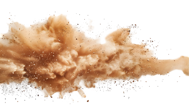 sandstorm sand dust cloud flying small particles isolated on a transparent background