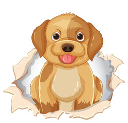 Fototapeta premium Cute Puppy Peeking Through Paper