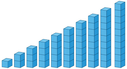 Growing Bar Graph of Blue Cubes