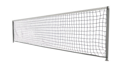 A sports netting structure, typically used in games like tennis or badminton, designed to divide play areas and facilitate gameplay.