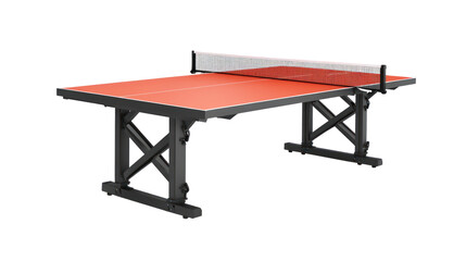 A table tennis table featuring a vibrant red surface and a central net, designed for recreational play and sports activities.