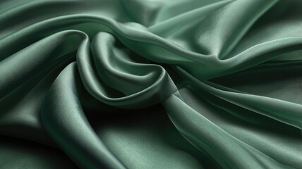 Fototapeta premium Green color Abstract background of a semitransparent silk fabric