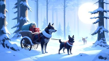 wolf in winter forest