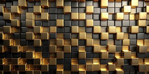 Geometric pattern of gold and black blocks on overlay background wallpaper, geometric, pattern, gold, black, blocks