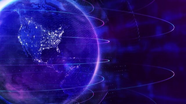 Virtual planet Earth, interconnected world powered by digital technology
