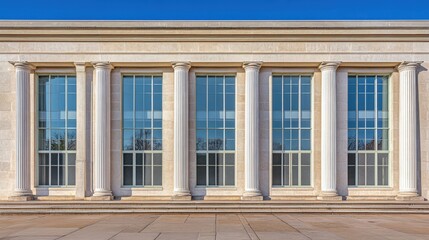 Fototapeta premium Neoclassical Architecture: Majestic Columns and Striking Windows