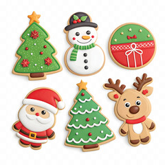 abstract 3d Christmas icon symbols isolated on white background