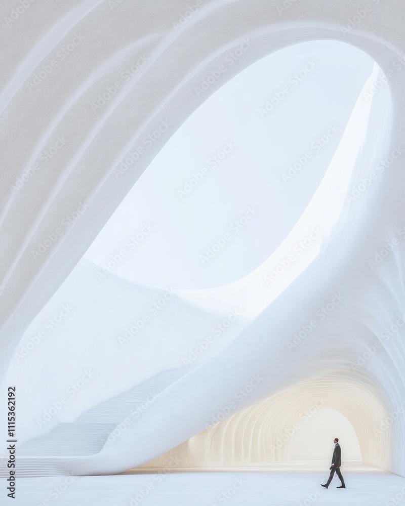Aufkleber futuristic transport hub sweeping curves and commuter movement in modern architecture