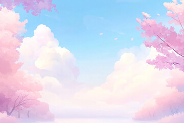 watercolor background with clouds