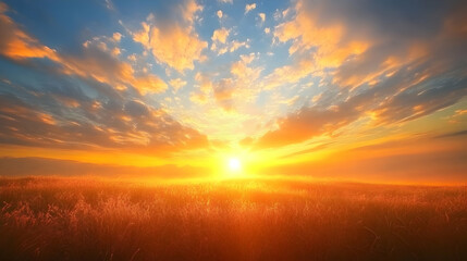 Fototapeta premium Golden Hour Sunset Landscape Illustration