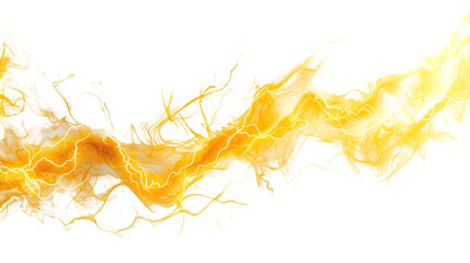 yellow electricity lightning flash isolated on a transparent background