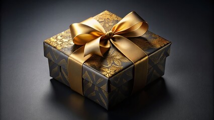 Obraz premium Luxurious Black Gift Box with Gold Accents - AI Photography