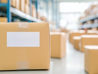 Warehouse Efficiency Stacked Boxes in Distribution Center