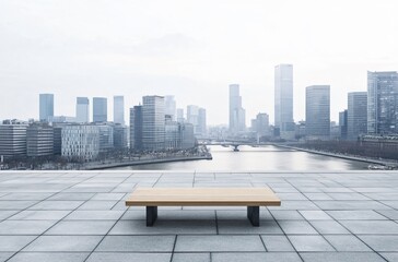 Spacious urban plaza parking lot with clean pavement, ideal for car advertisement background. Modern cityscape setting for automotive branding.