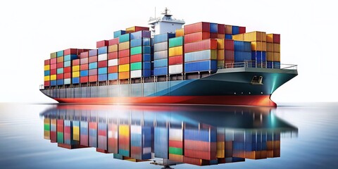 Obraz premium Minimalist Container Ship Cargo, Clean Lines, Abstract Shipping