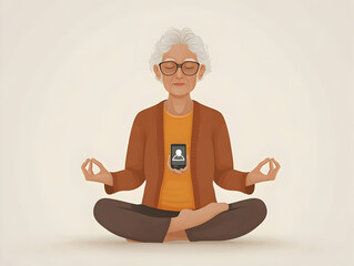 Elderly Person Meditating with Smart Device Macro Close Up for Mindfulness Tracking