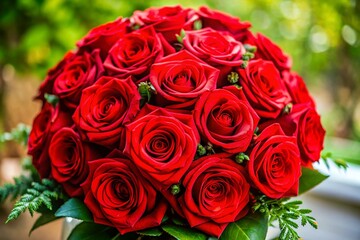 Obraz premium Red Rose Wedding Bouquet - Rule of Thirds Composition