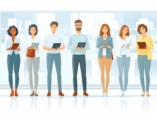 Fototapeta premium Professional Entrepreneurs Collaborating with Digital Devices in Modern Office Setting