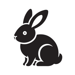 Obraz premium Cute Rabbit Silhouette Vector Art on white background