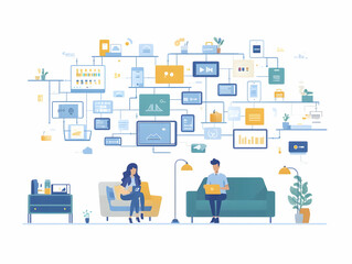 Flat Family Smart Lighting Control Soft Abstract Background for Relaxed Atmosphere