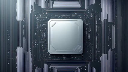 Fototapeta premium A sleek microprocessor on a circuit board, symbolizing technology and innovation.